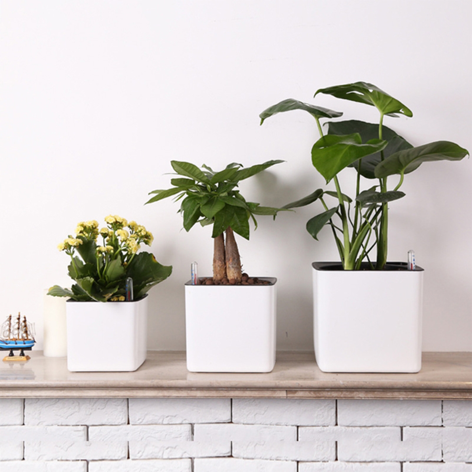 Aloe Vera Pot - 自動給水プランター 水位計付き自動給水ポット ホワイト 自動給水プランター モダンな装飾プランターポット