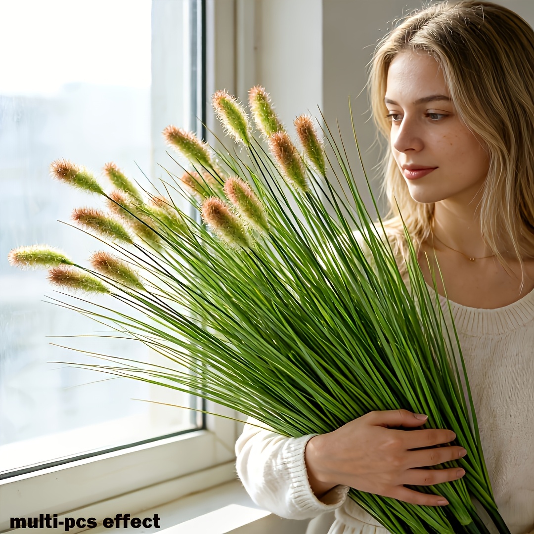 Dracaena Marginata - 8個入り人工植物 ドッグテールグラス 模造草 リードを模倣したオニオングラスと人工緑色植物 ホームデコレーション 2026