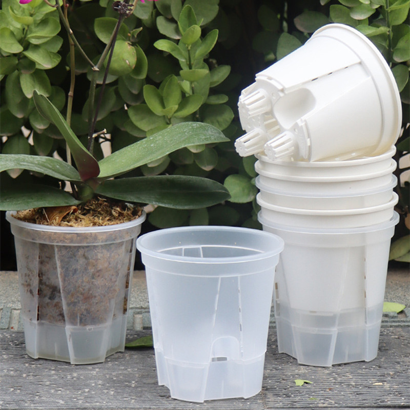 Aloe Vera Pot - 5 個の透明な蘭ポット穴付き根制御クリア保育園ポット蘭プラスチック根通気性成長容器