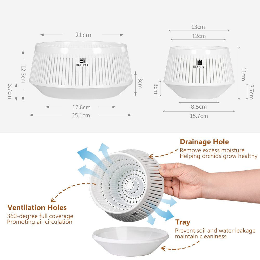 メッシュポット蘭鉢、穴と受け皿付き、屋内および屋外用の植木鉢 - Aloe Vera Pot のレビューと価格