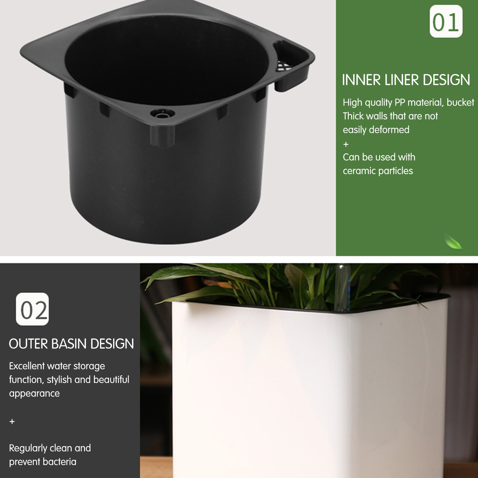 自動給水プランター 水位計付き自動給水ポット ホワイト 自動 - Aloe Vera Pot のレビューと価格