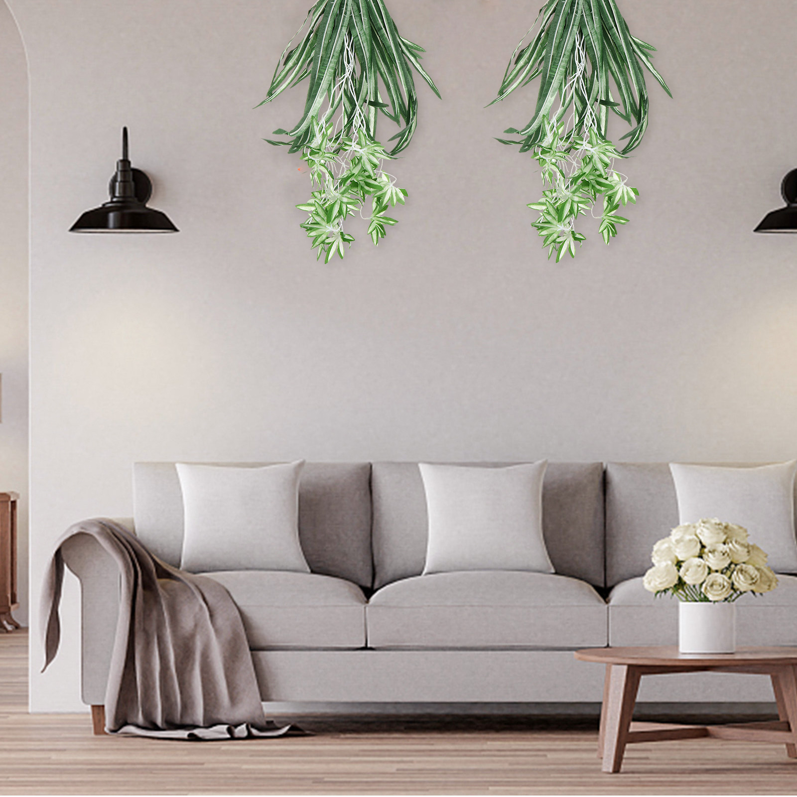人工クロロフィタム1個、リアルなプラスチック製スパイダープラ - Spider Plant Hanging のレビューと価格
