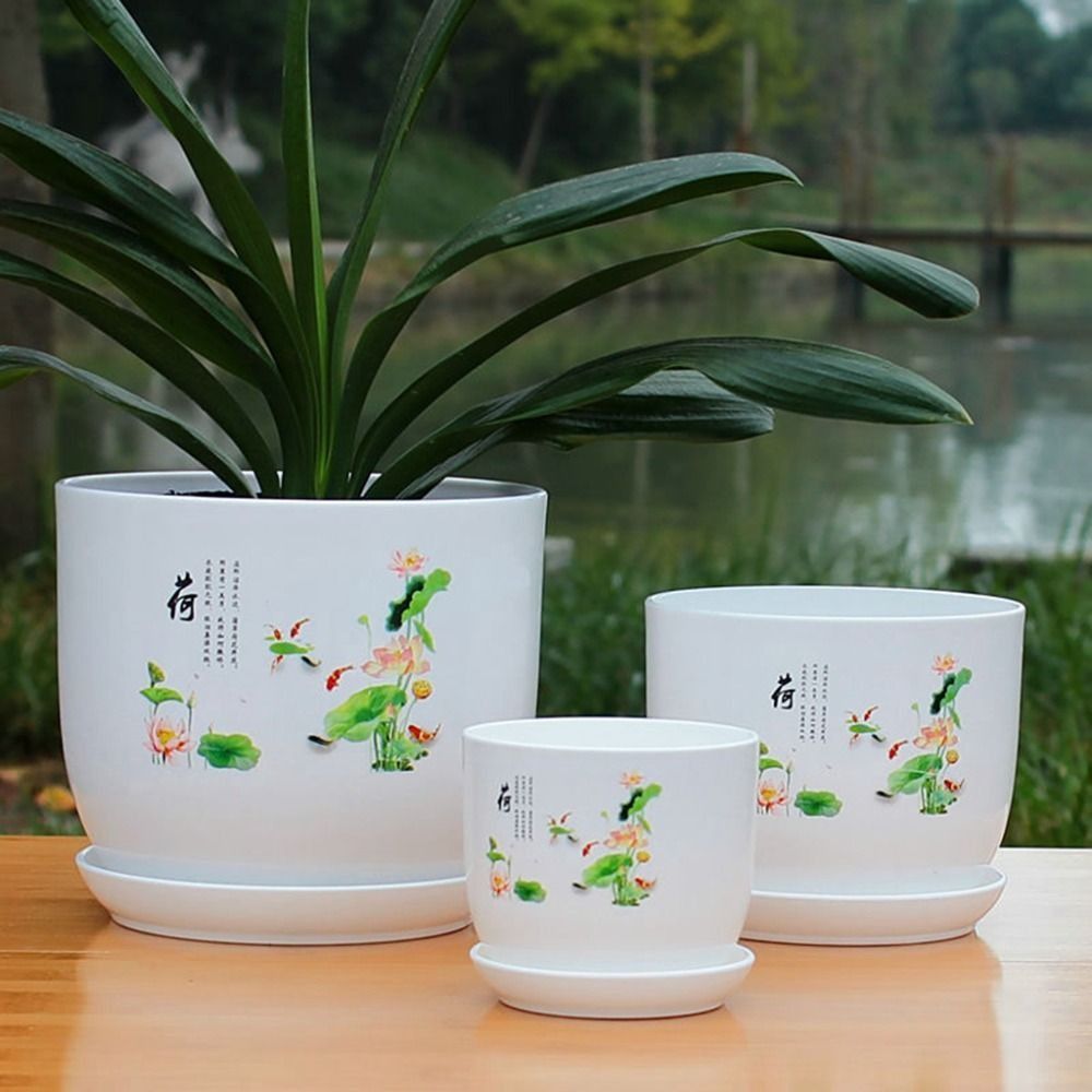 特大プラスチック製植木鉢 白色 トレイ付き PP樹脂製植木鉢 - Aloe Vera Pot のレビューと価格